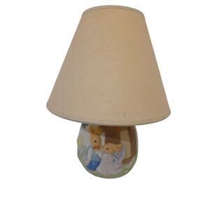 VTG Ceramic Hand Painted 3D Beatrix Potter Lamp & Shade 90s Nursery Cottagecore